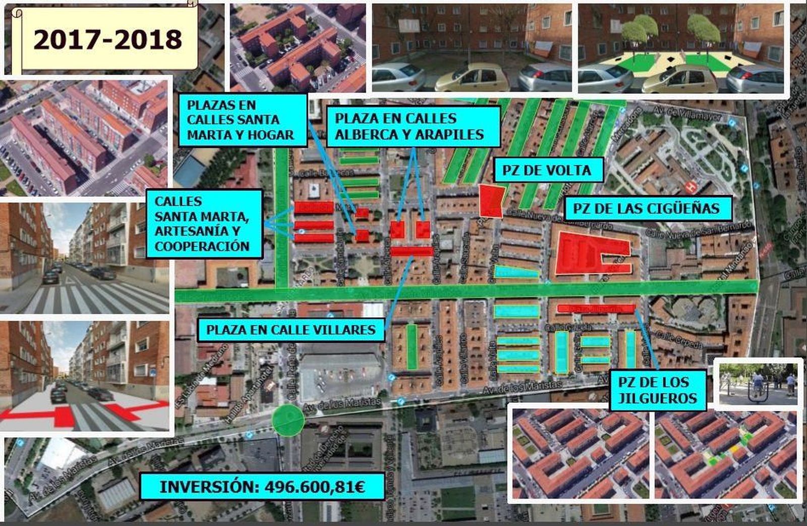 Nuevas mejoras en once plazas y calles del barrio de San Bernardo