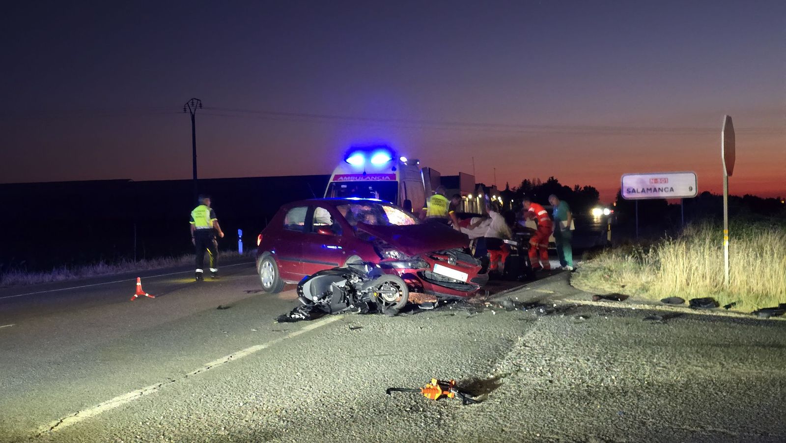 Accidente en la carretera de Pelabravo a Calvarrasa de Abajo