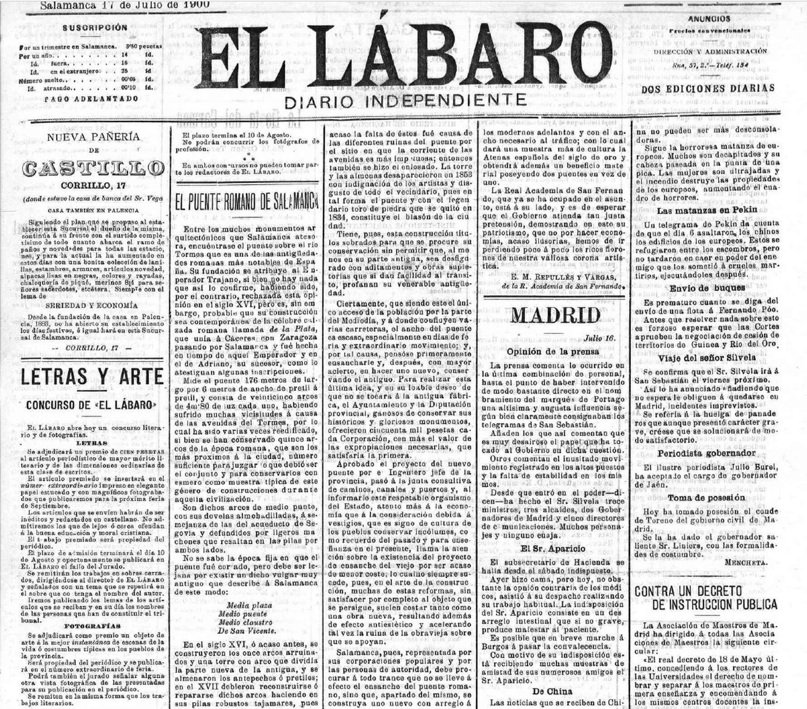 El Lábaro, 17 de julio de 1900
