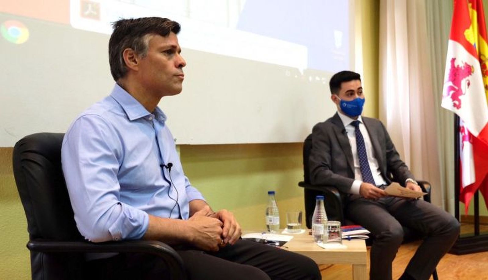 El lider opositor venezolano, Leopoldo López, en la Jornada de formación en el Colegio San Agustín de Salamanca. ICAL