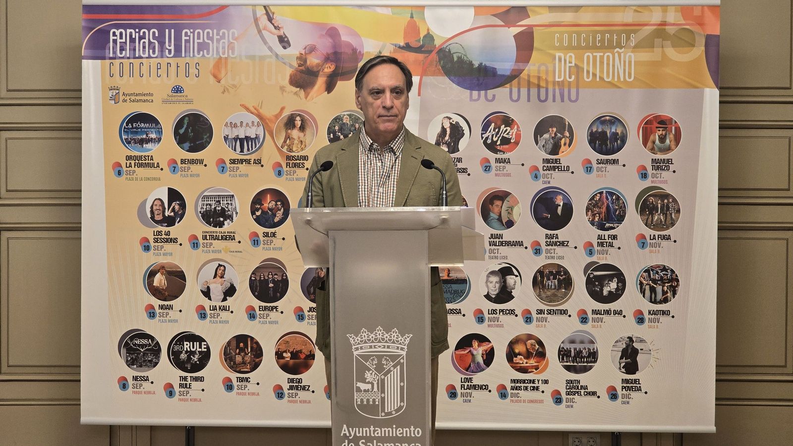 El alcalde de Salamanca, Carlos García Carbayo, presenta los conciertos de Ferias y la oferta musical de otoño en Salamanca