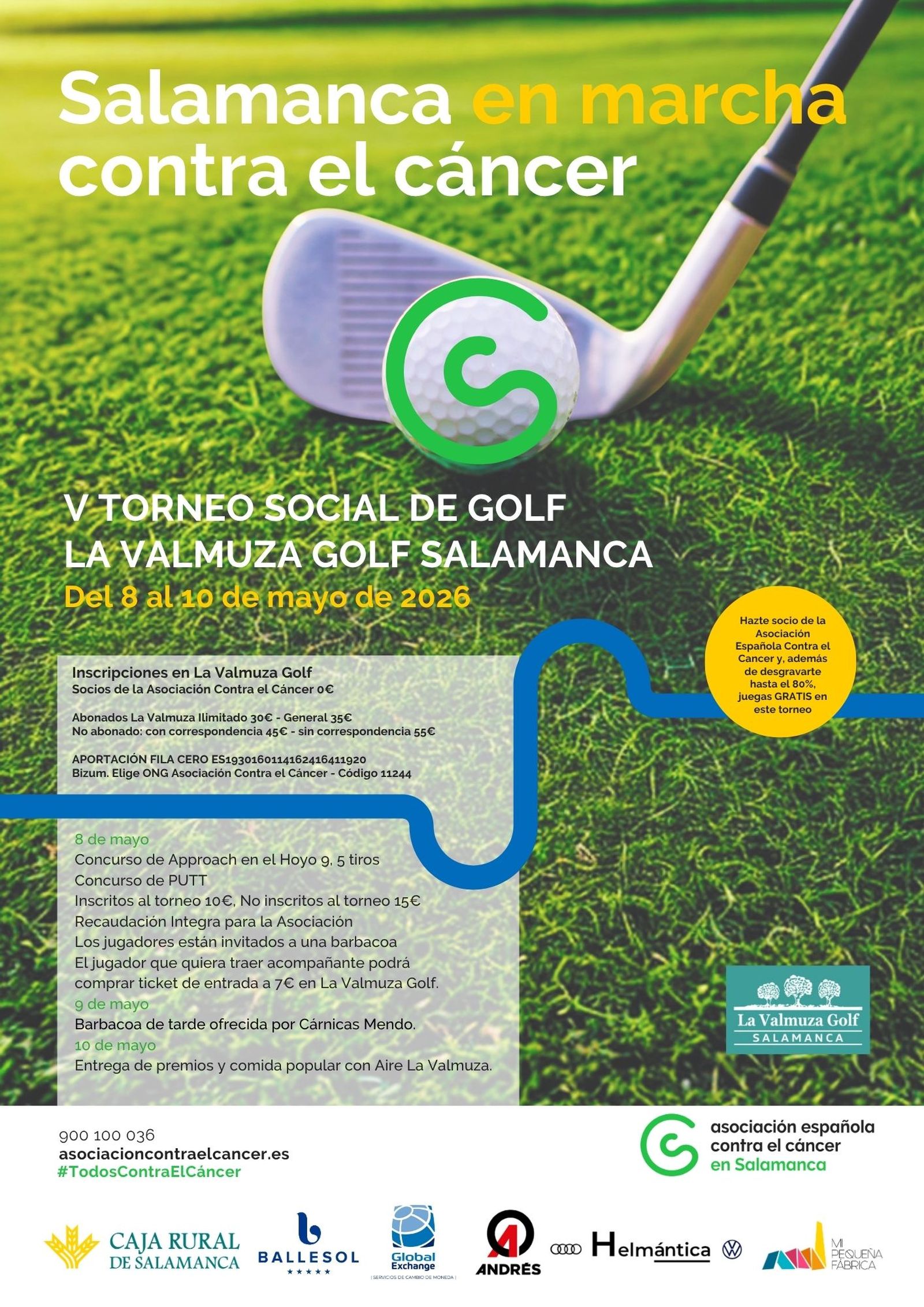 V Torneo Social de Golf La Valmuza Golf Salamanca en favor de la Asociación Española contra el Cáncer