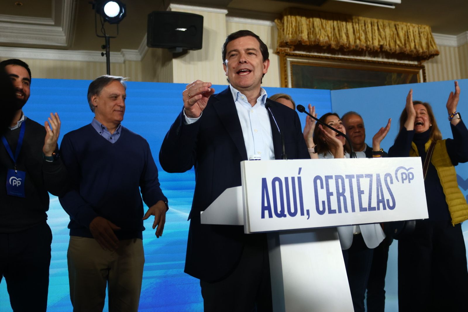 Mañueco celebra su triunfo en Salamanca en las Elecciones a las Cortes de Castilla y León 2026