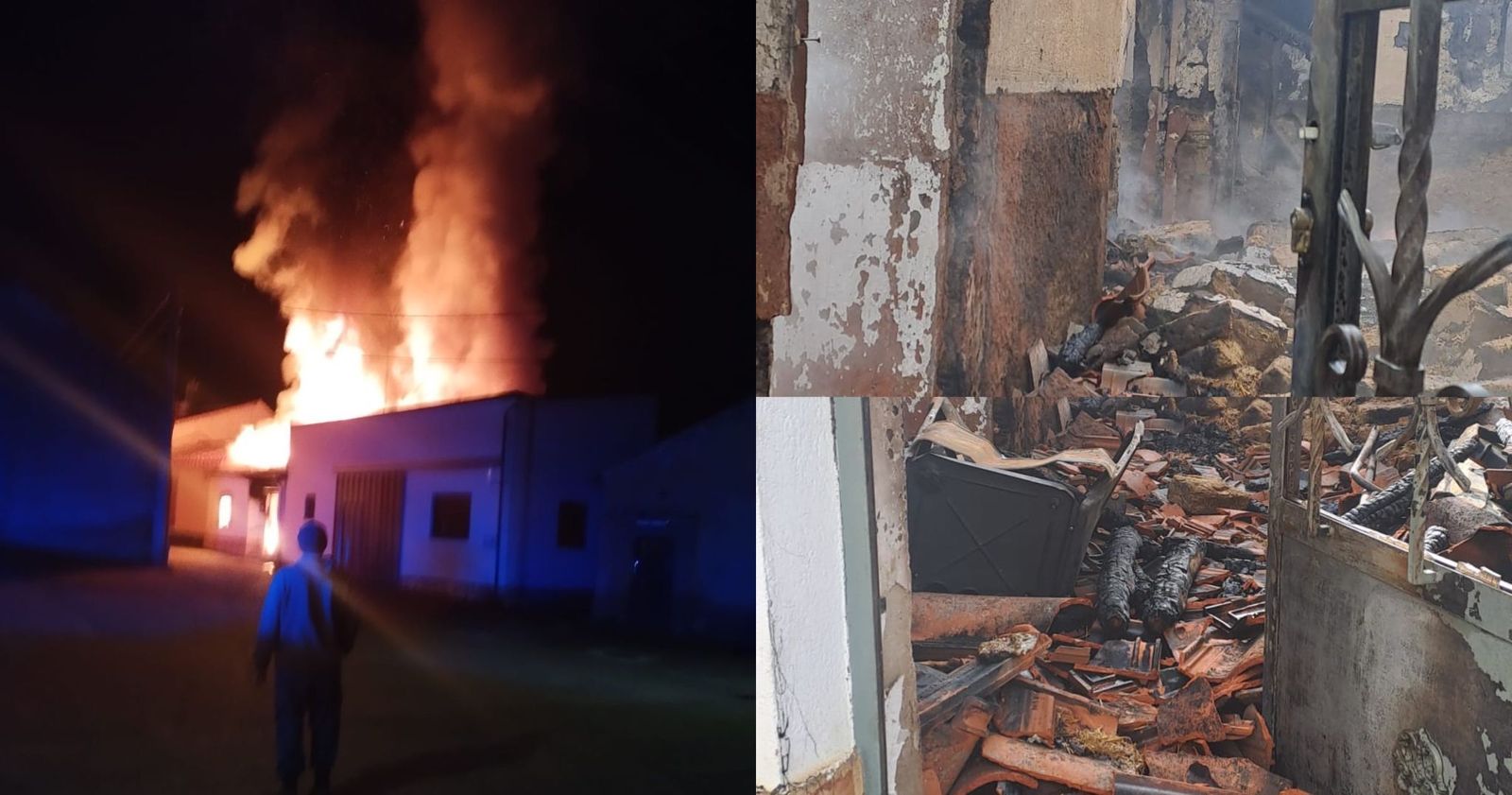 La vivienda incendiada y cómo quedó tras ser pasto de las llamas