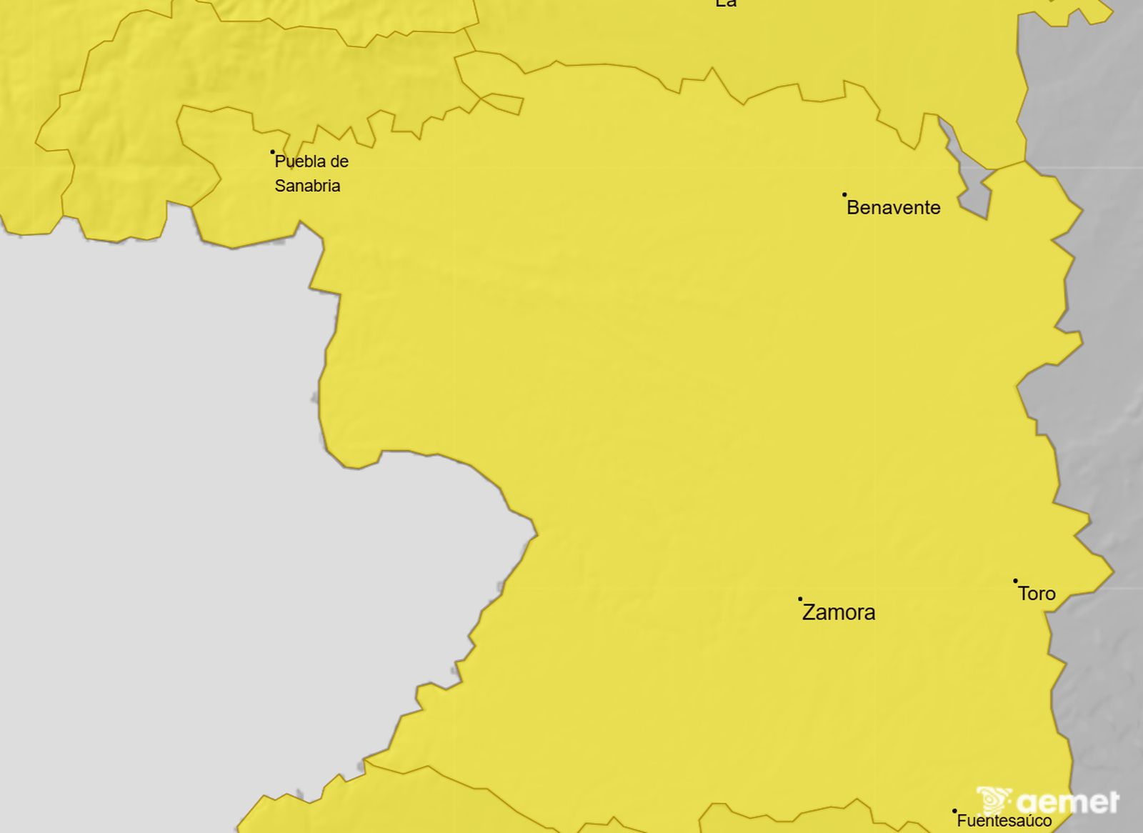 Activado el aviso amarillo en Zamora