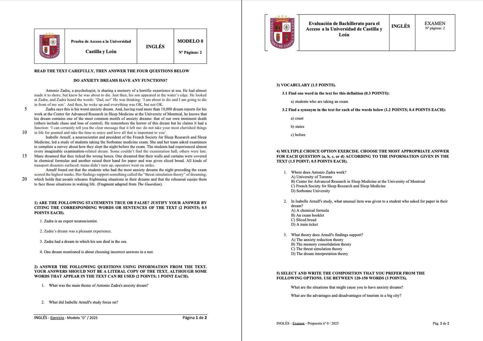 ‘Modelo 0’ de Inglés