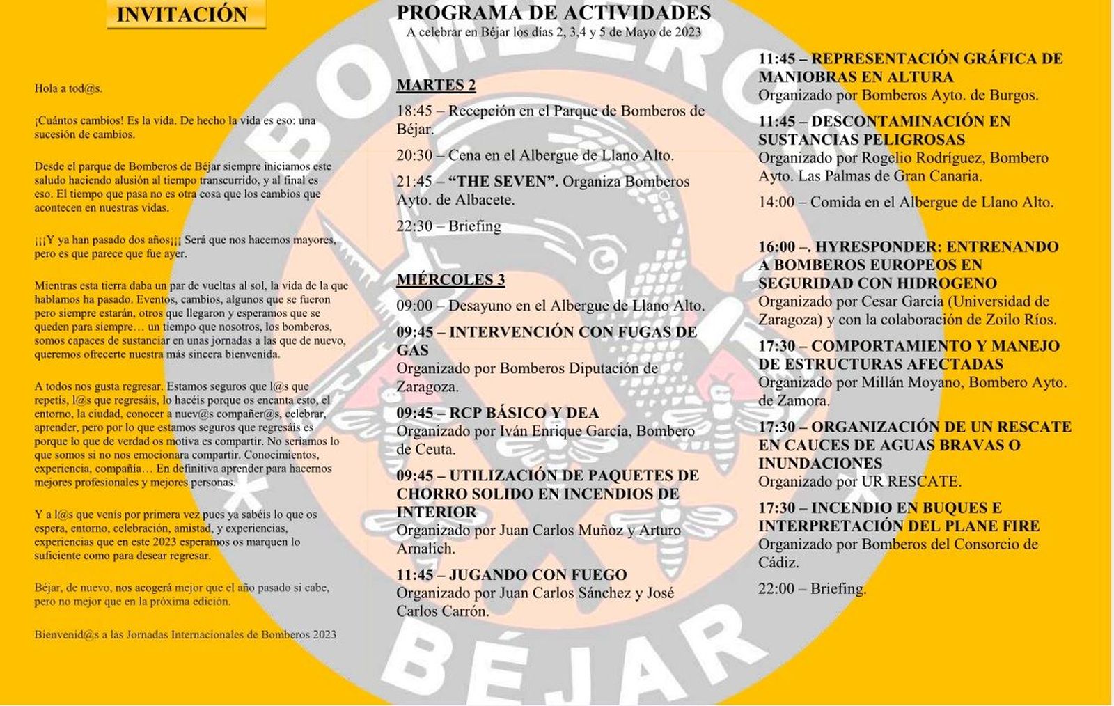 Programa Jornadas Bomberos de Béjar 20231