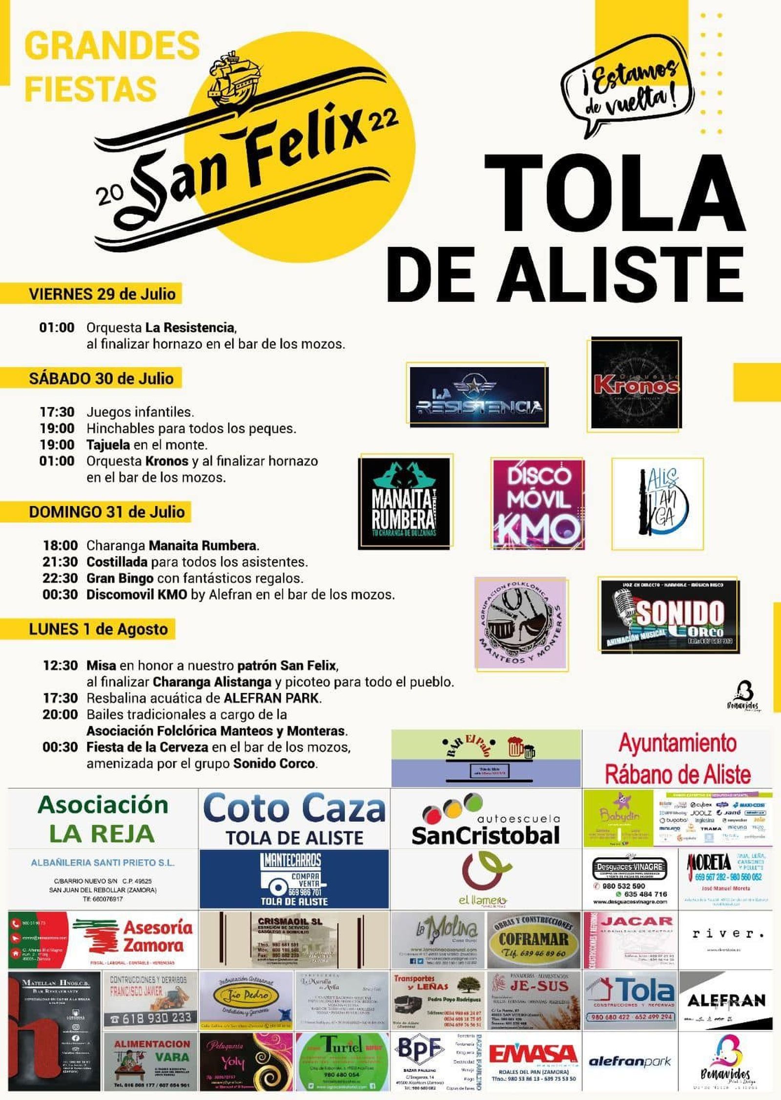 Cartel de fiestas de Tola de Aliste