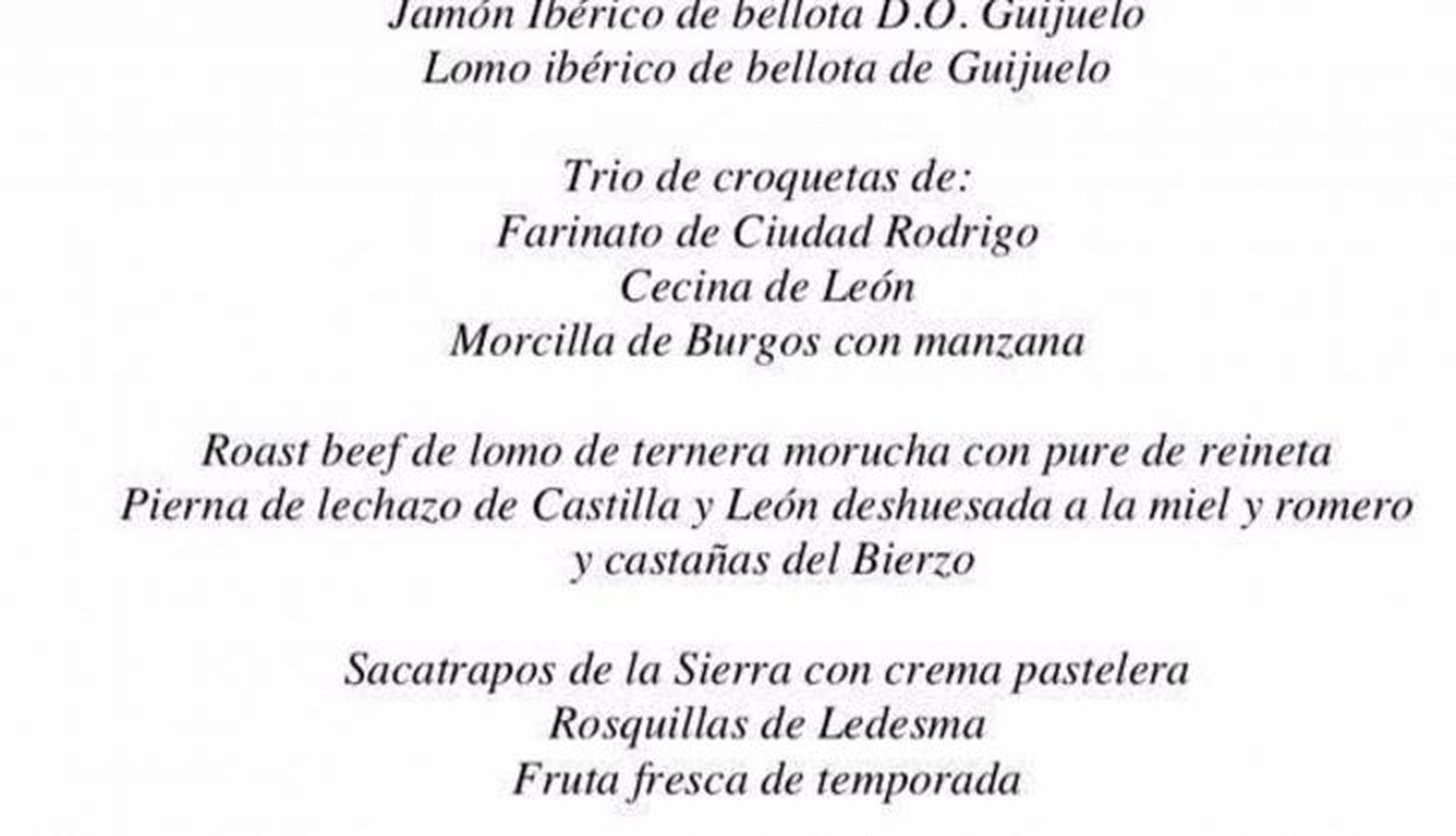 El menú de la Conferencia de Presidentes