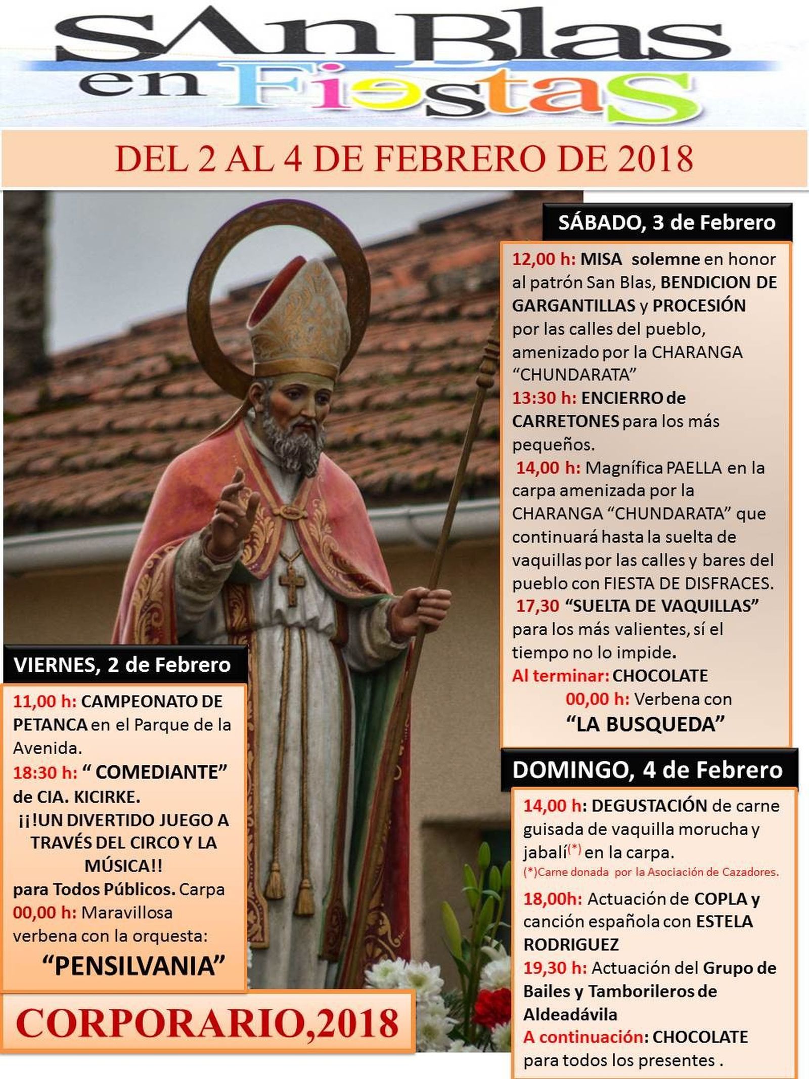 Cartel pared, san blu00e1s 2018.