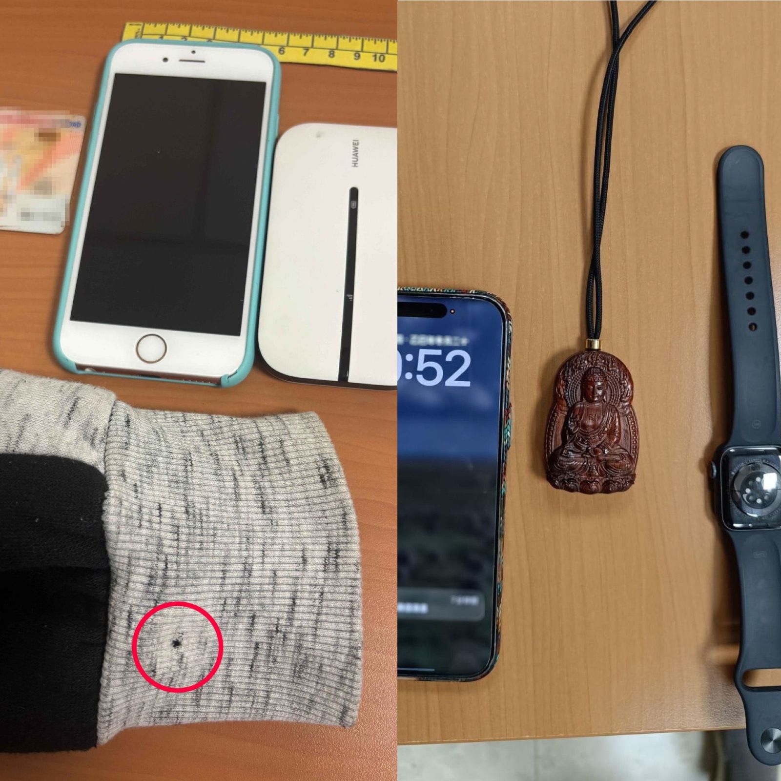 Dispositivos encontrados teléfono móvil, microcámara, módulo de comunicación 5G y un pinganillo