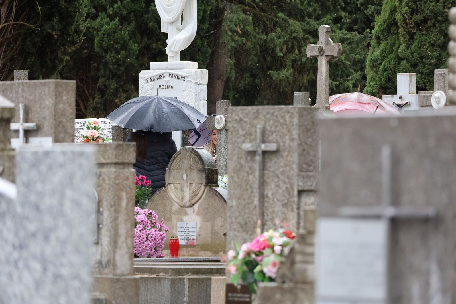 GALERÍA | La lluvia no detiene la tradición: los zamoranos acuden al cementerio para recordar a sus fallecidos