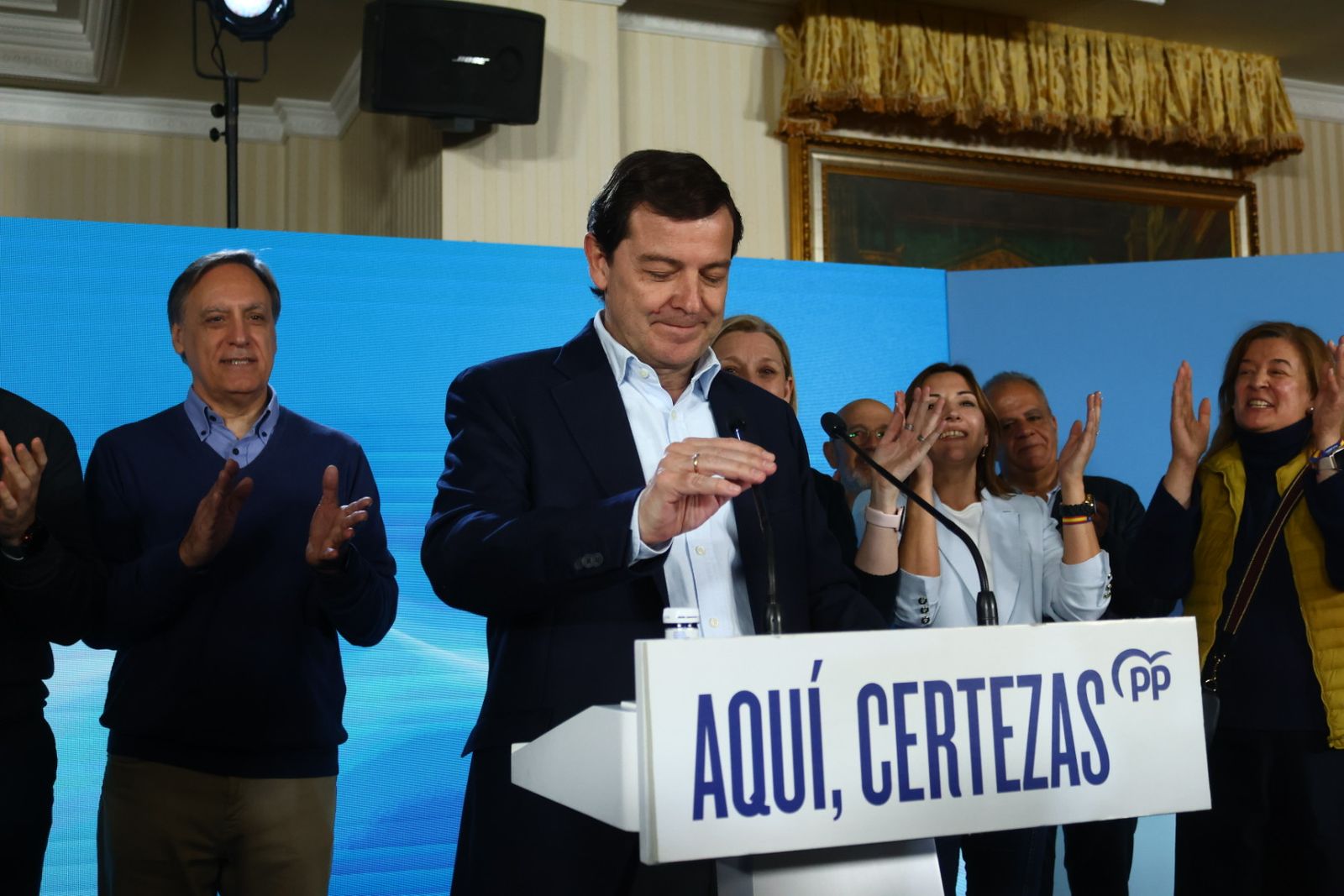 Mañueco celebra su triunfo en Salamanca en las Elecciones a las Cortes de Castilla y León 2026