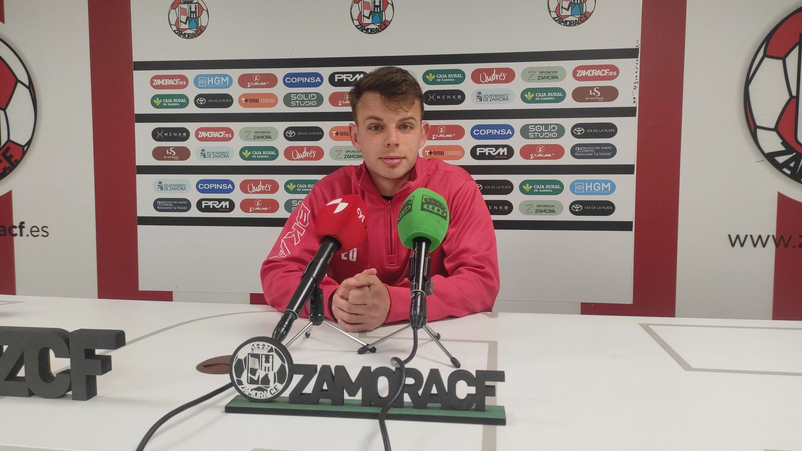 Roger Marcé, jugador del Zamora CF, en sala de prensa.