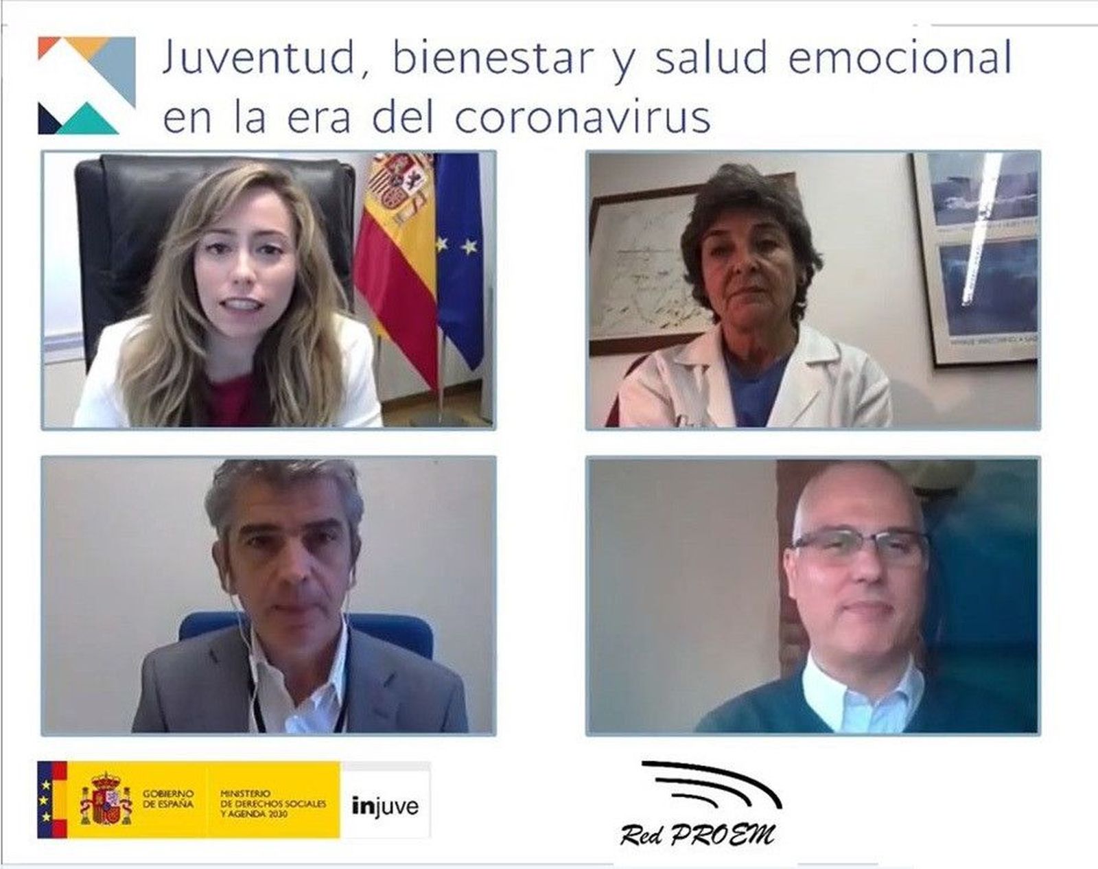 Inauguración de la jornada virtual 'Juventud, bienestar y salud emocional en la era del coronavirus'.