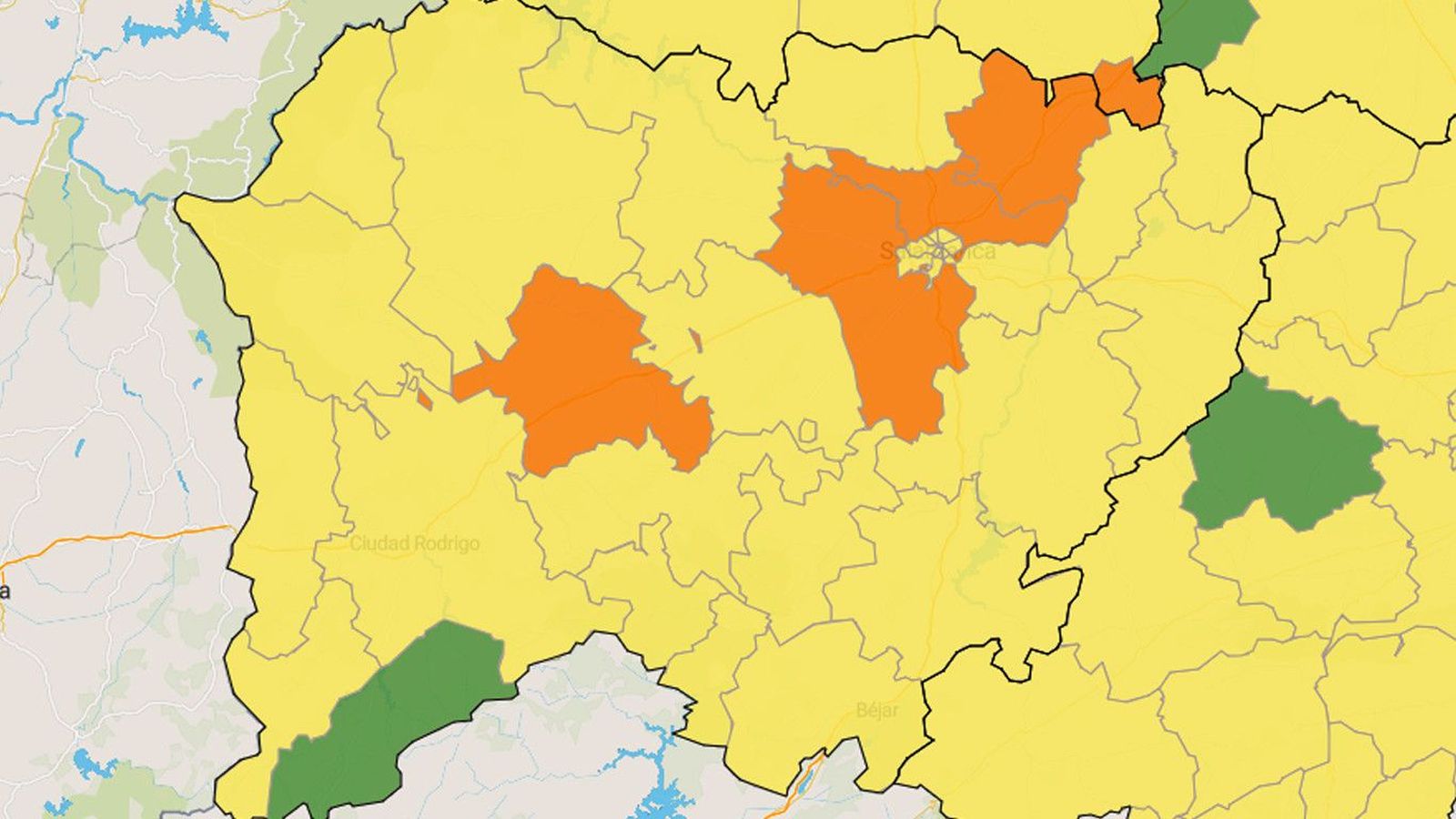 Mapa covid zonas verdes