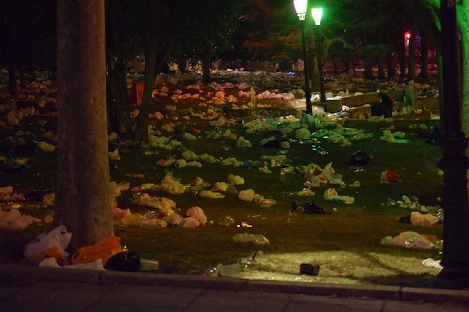 Vasos, bolsas, botellas... la resaca de la fiesta en San Martín