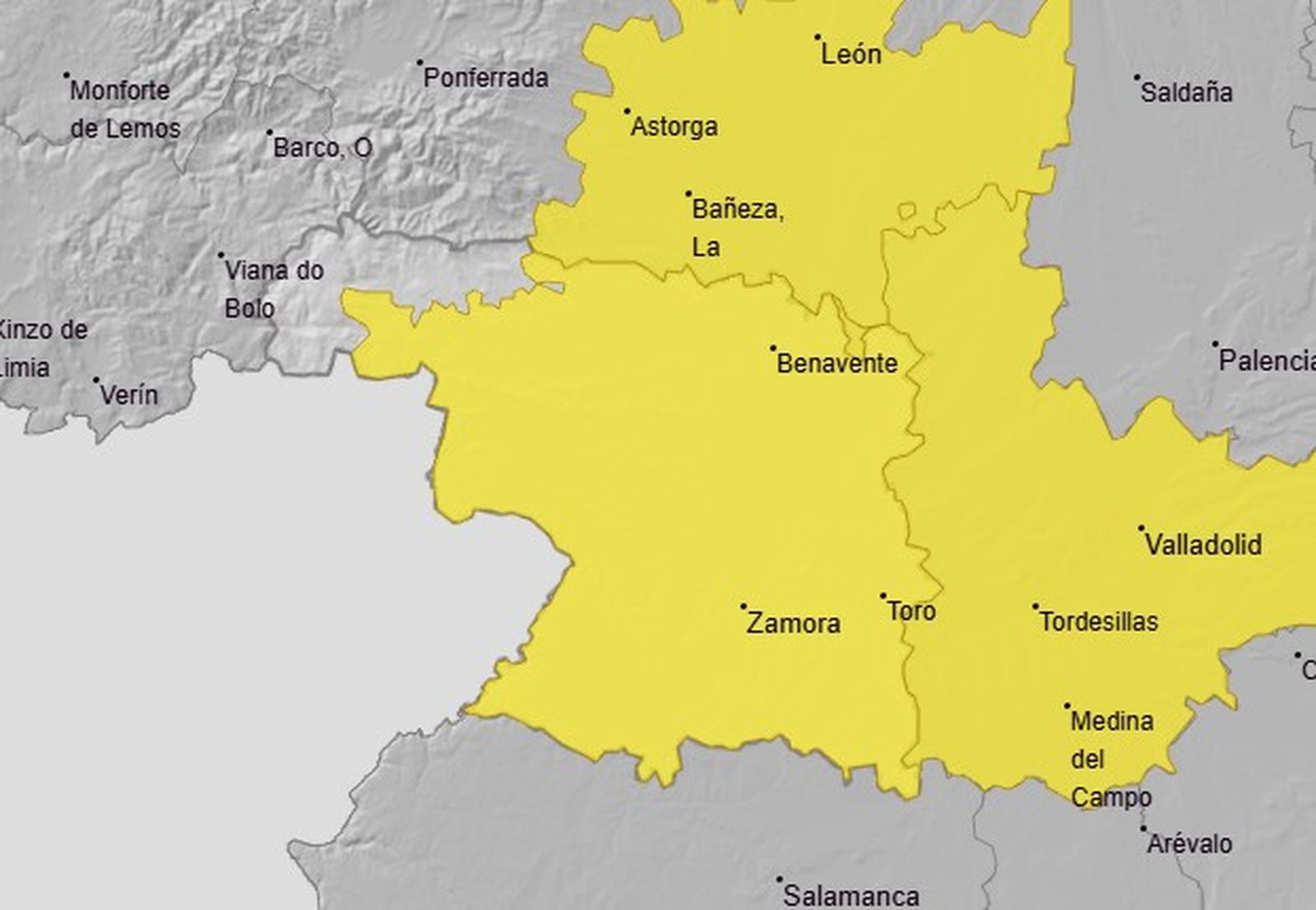 Aviso amarillo por nieblas en la Meseta de Zamora