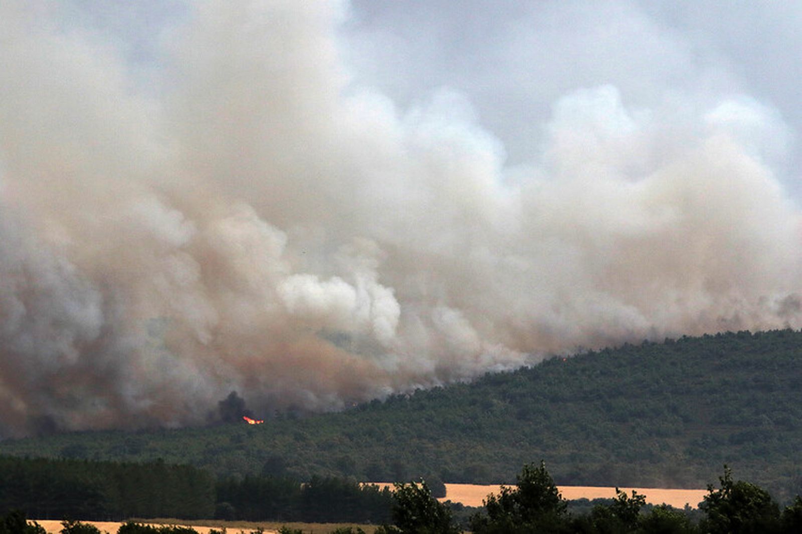 La población de Herreros de Jamuz, evacuada ante el avance de las llamas