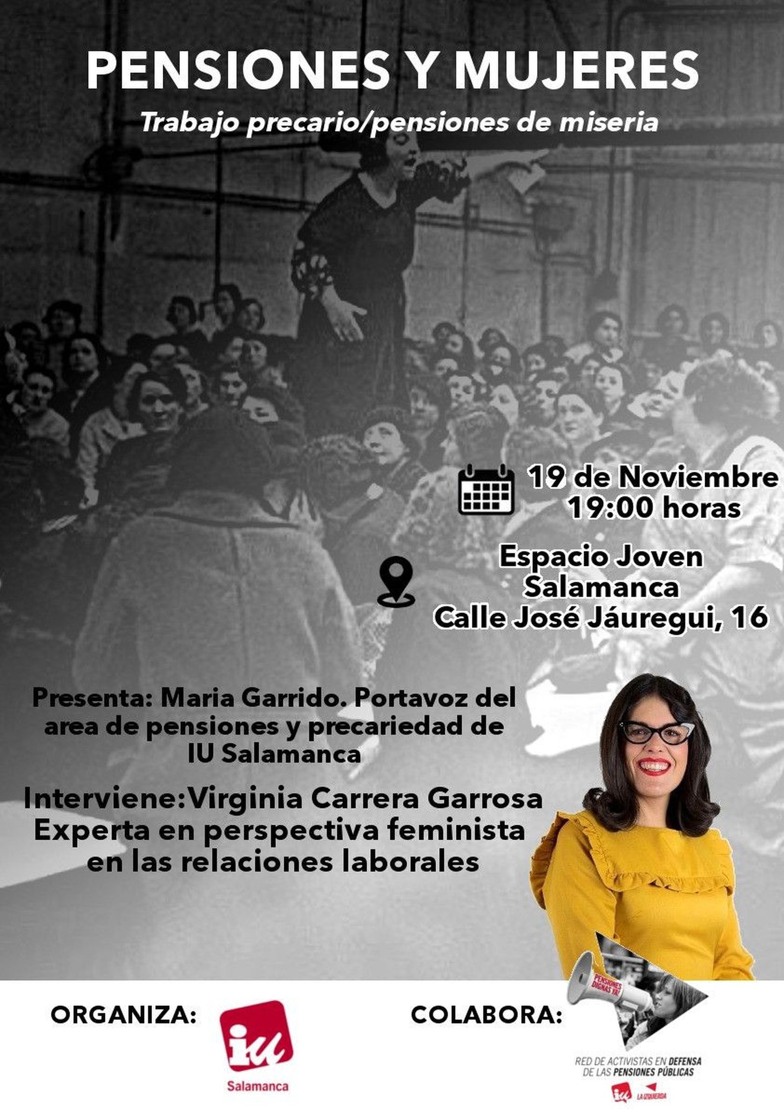 Cartel Acto Pensiones y Mujeres