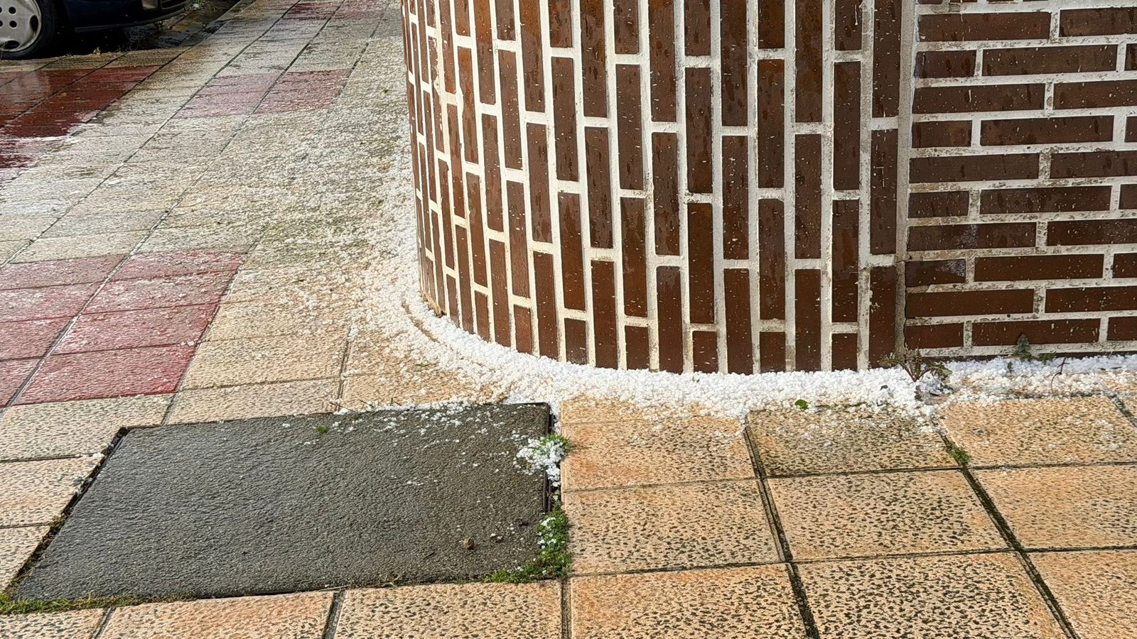 Granizo en Villamayor en la tarde de este sábado 9 de mayo