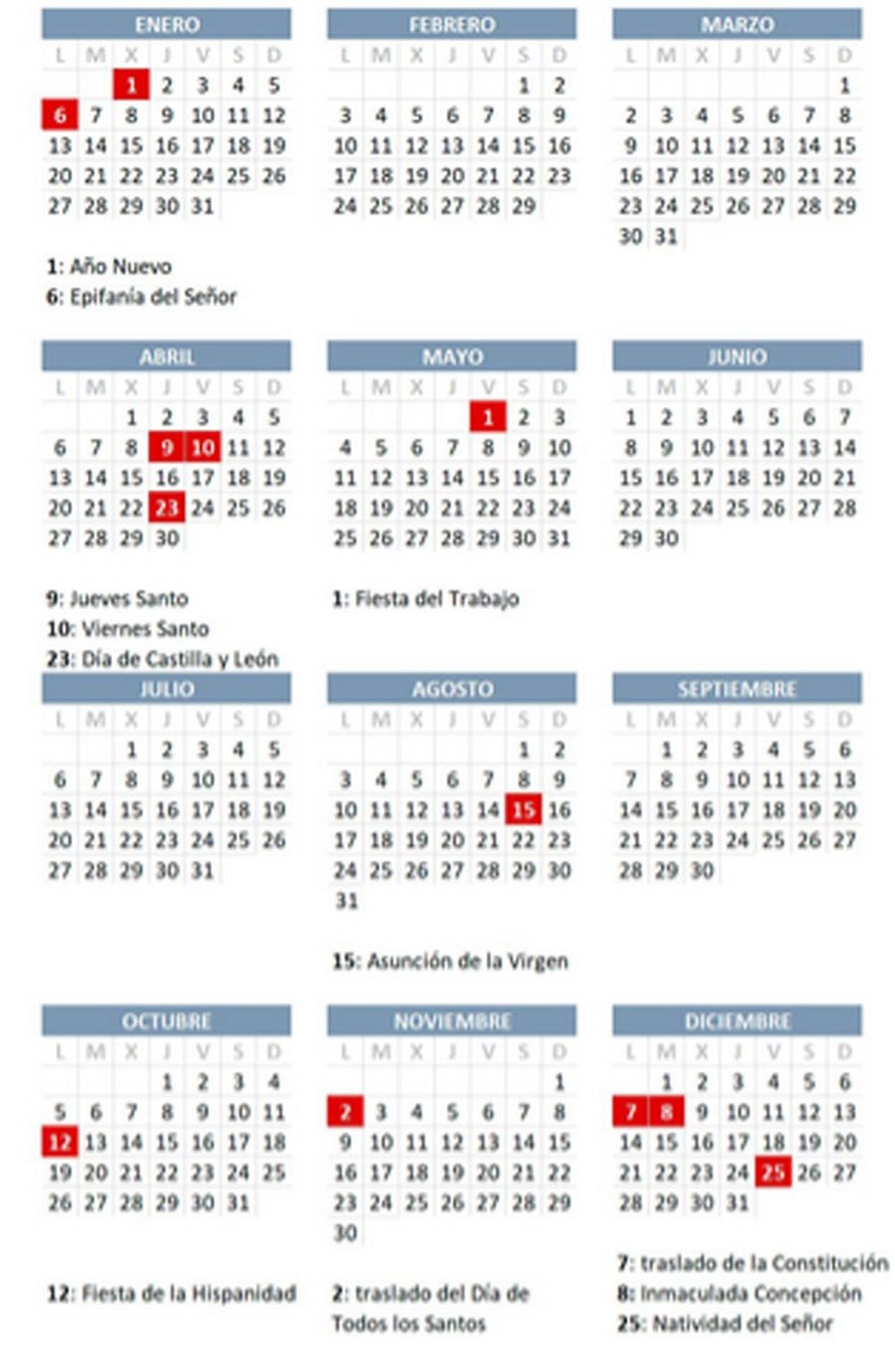 Calendario festivo 2020