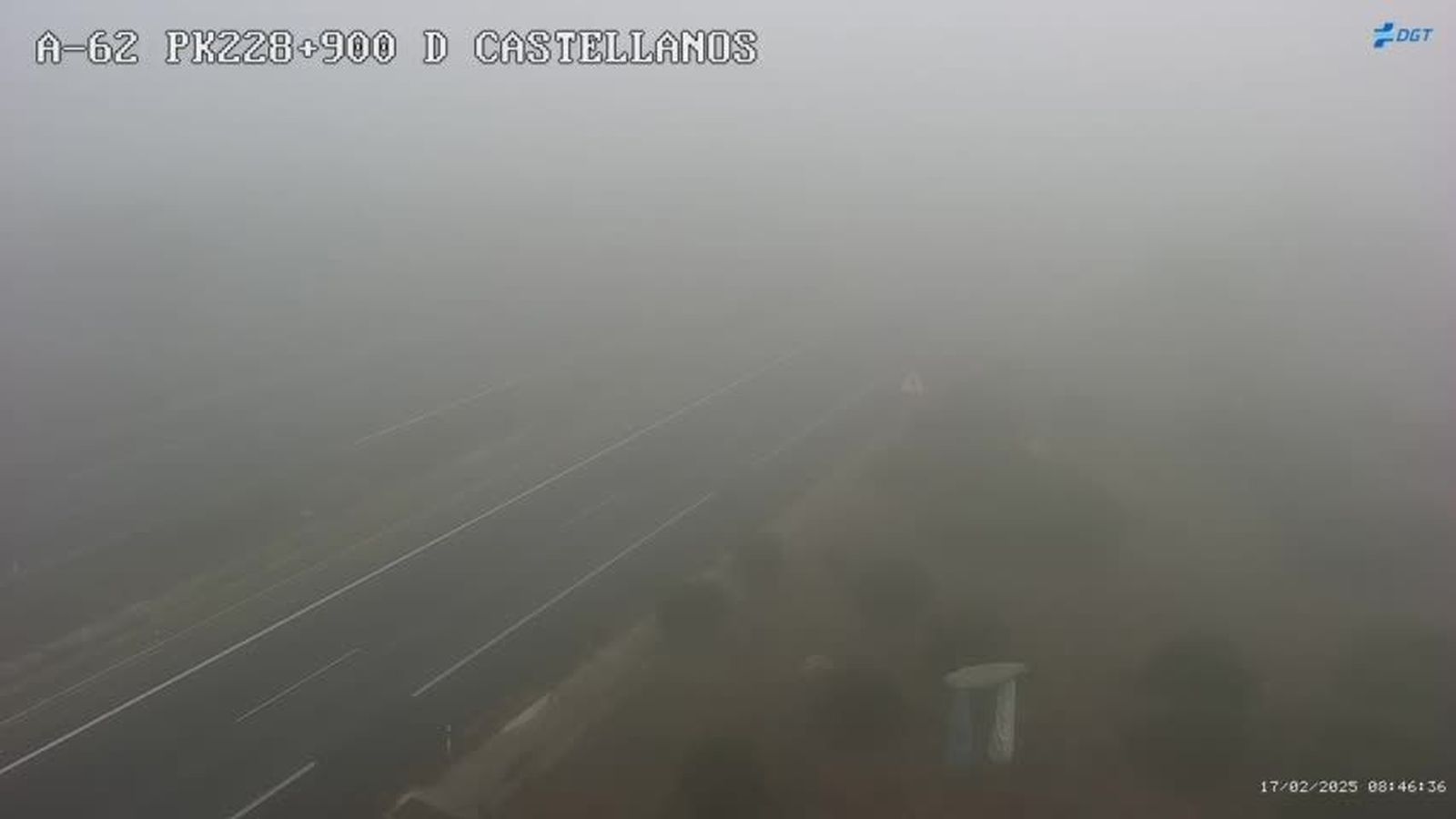 Niebla en Castellanos. DGT. Niebla en Castellanos. DGT.