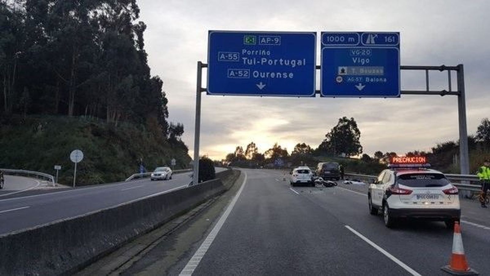 Lugar en el que se produjo el accidente en la AP-9 Lugar en el que se produjo el accidente en la AP-9