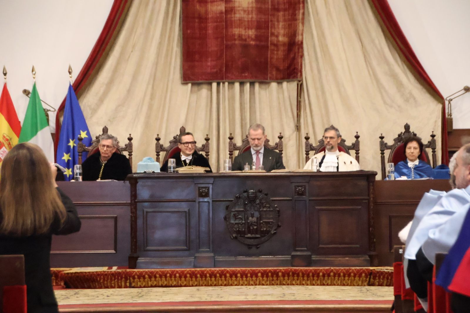 Llegada de S.M el Rey Felipe VI al paraninfo de la Universidad de Salamanca e Investidura de Sergio Mattarella como doctor ‘honoris causa’ de la USAL