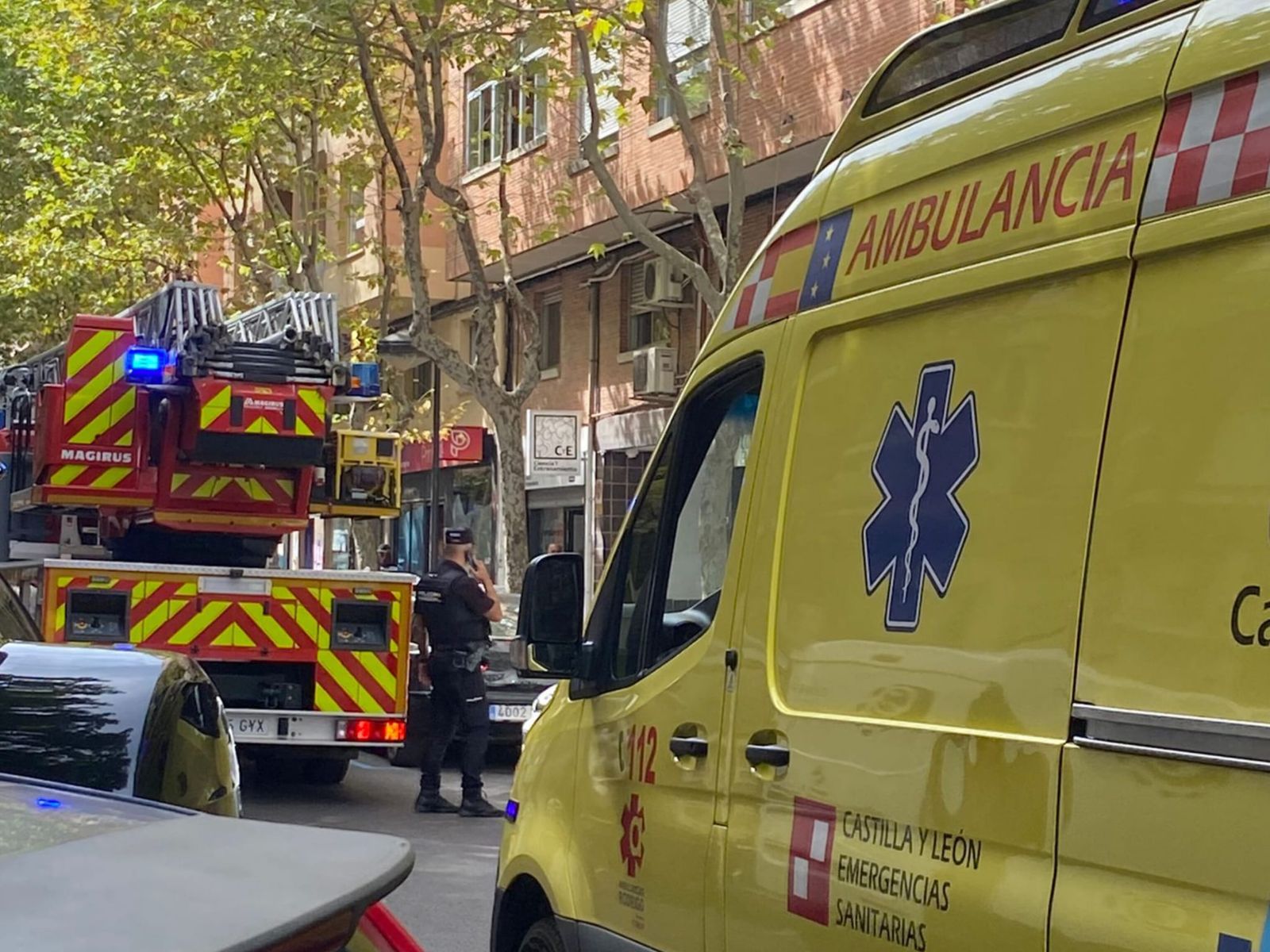 Bomberos, policía y ambulancia en una calle de Zamora. Archivo
