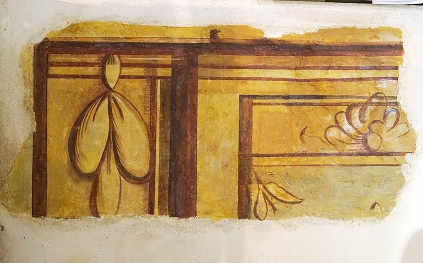 Retablo iglesia Santa Maru00eda del Ru00edo. Castroverde de Campos. Fragmento pintura mural bancada