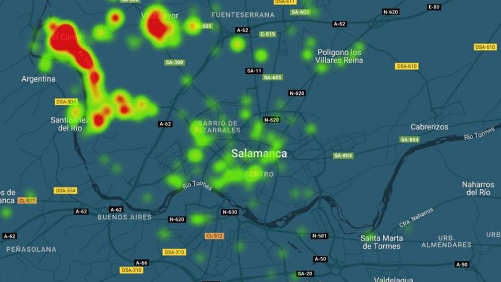 Registros de episodios de olor en Salamanca y su alfoz. Imagen facilitada por Cuidamos Villamayor