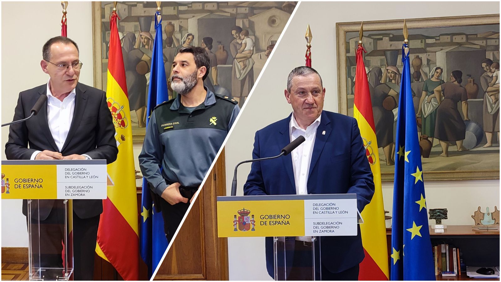 A la izquierda, Ángel Blanco y Héctor David Pulido, a la derecha, Javier Faúndez