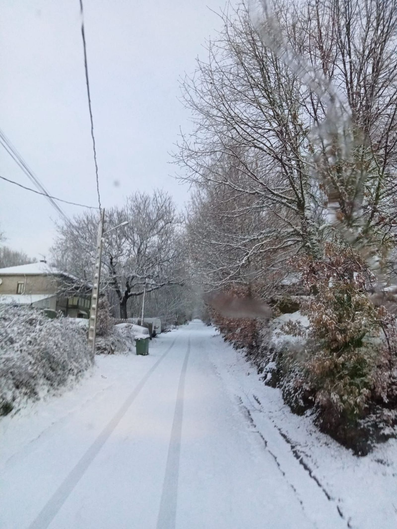 Nieve en una carretera de la provincia de Zamora este viernes