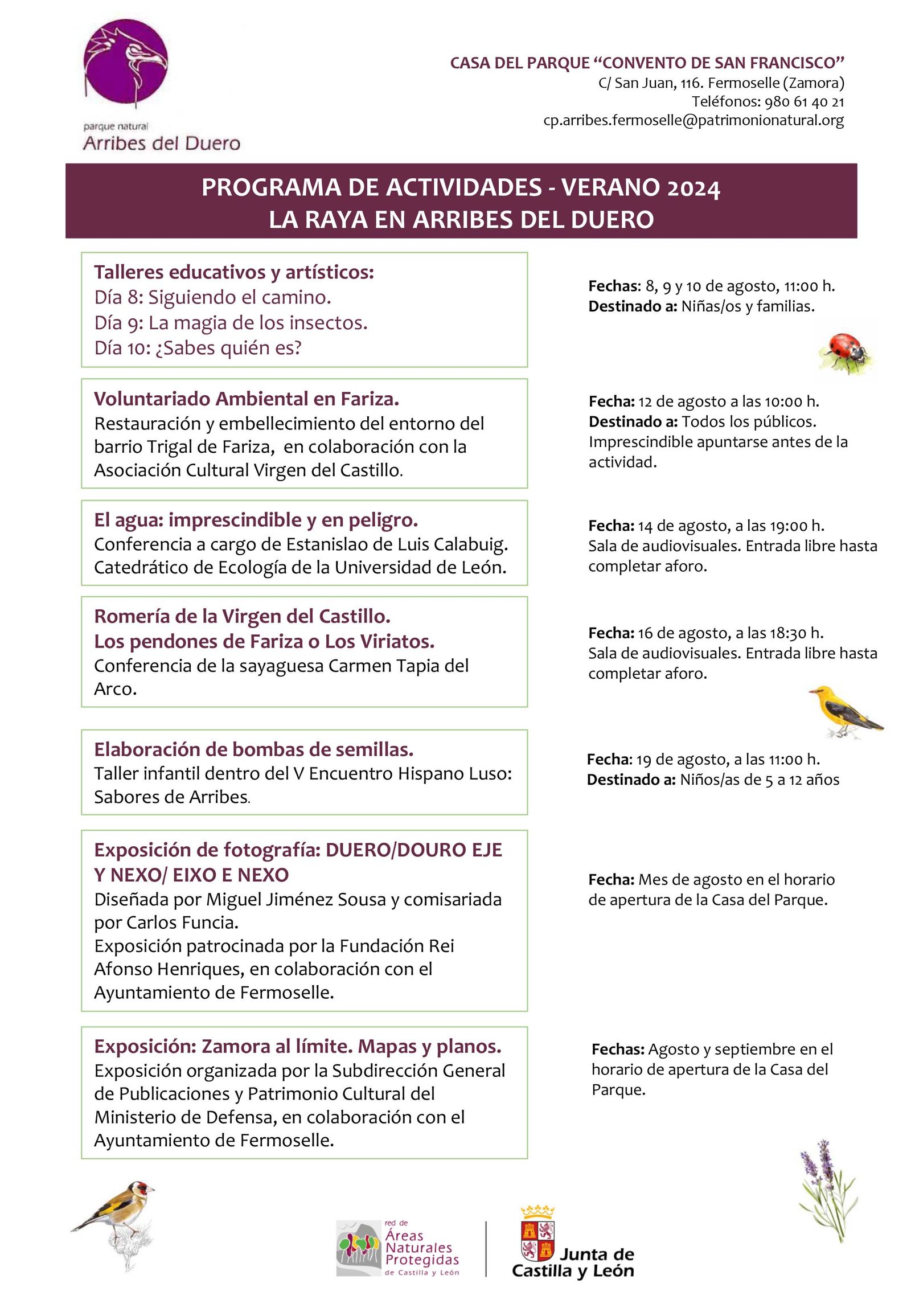 Programa de actividades de agosto