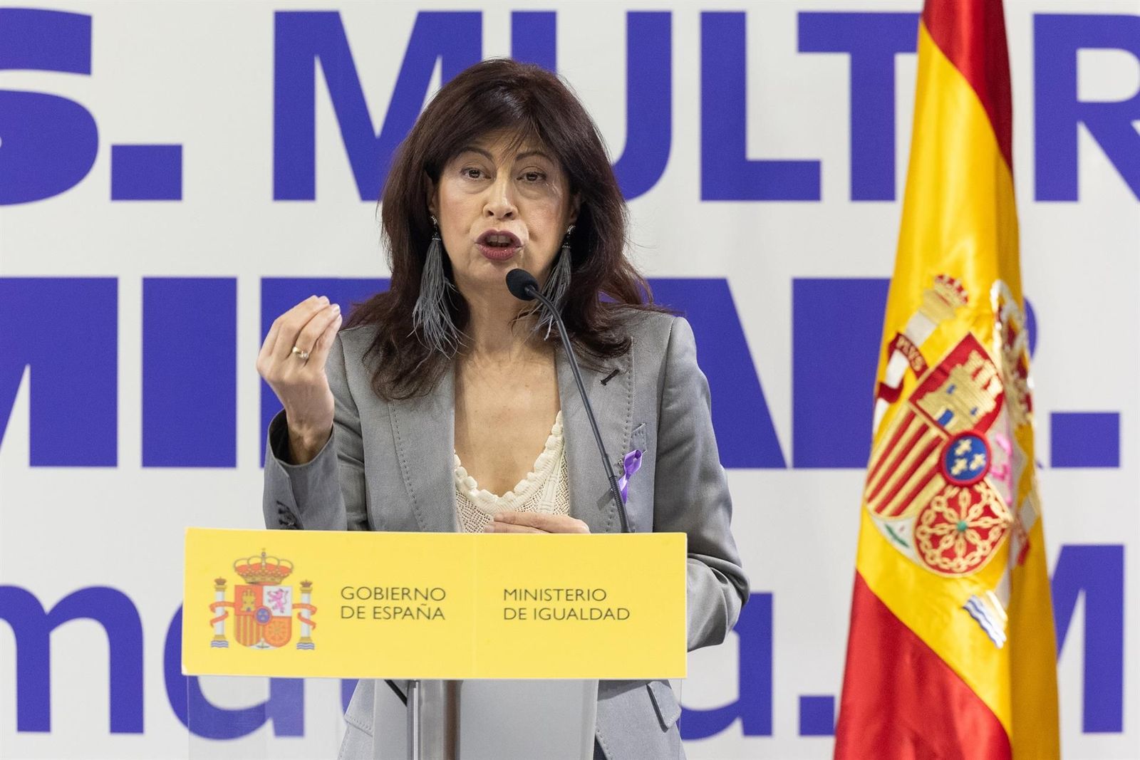 La ministra de igualdad, Ana Redondo, presenta en rueda de prensa la campaña institucional con motivo del 8M, en la sede del Ministerio, a 6 de marzo de 2024, en Madrid (España).   Eduardo Parra   Europa Press
