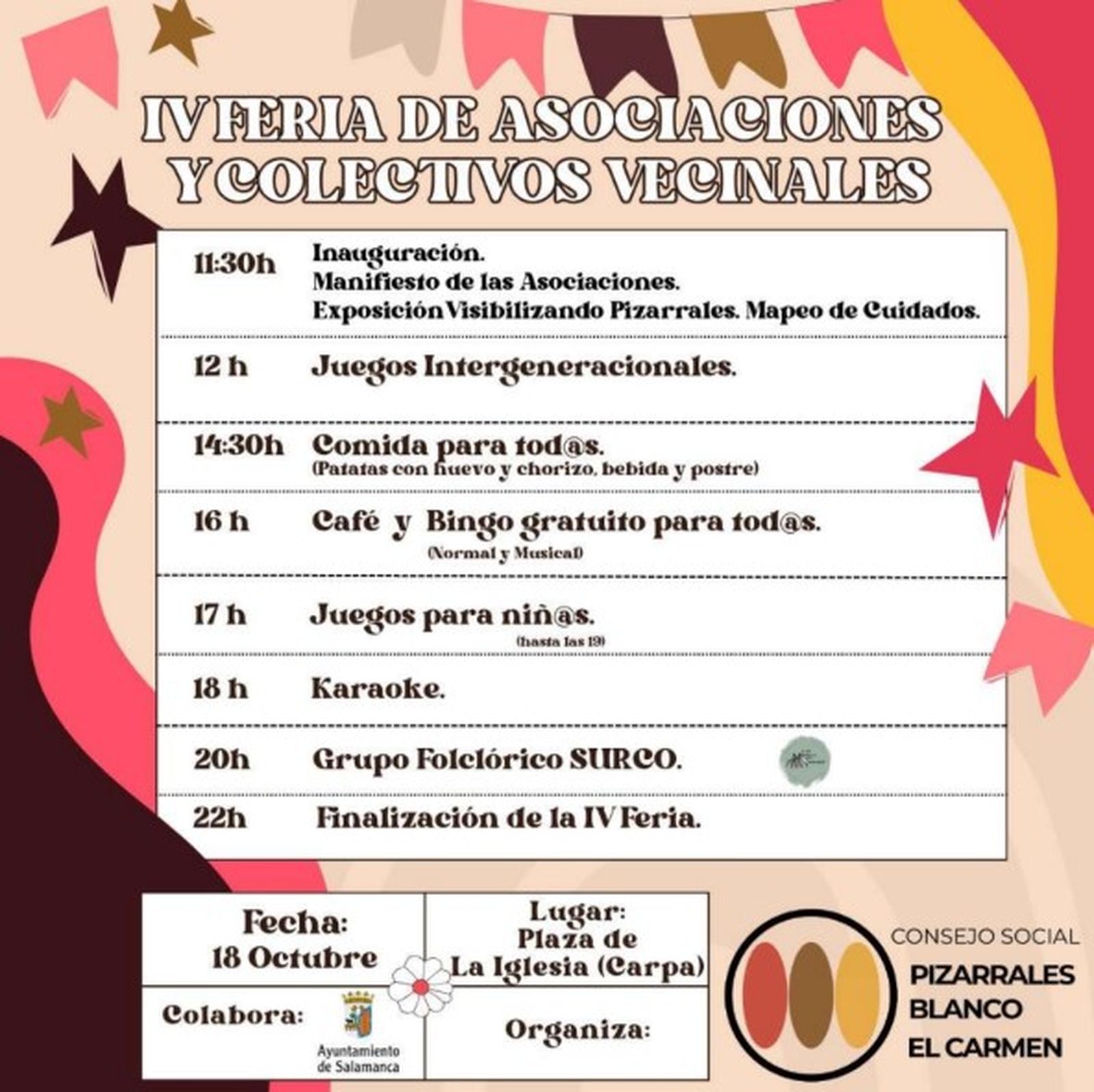 Programación completa de la IV Feria de Asociaciones y colectivos vecinales