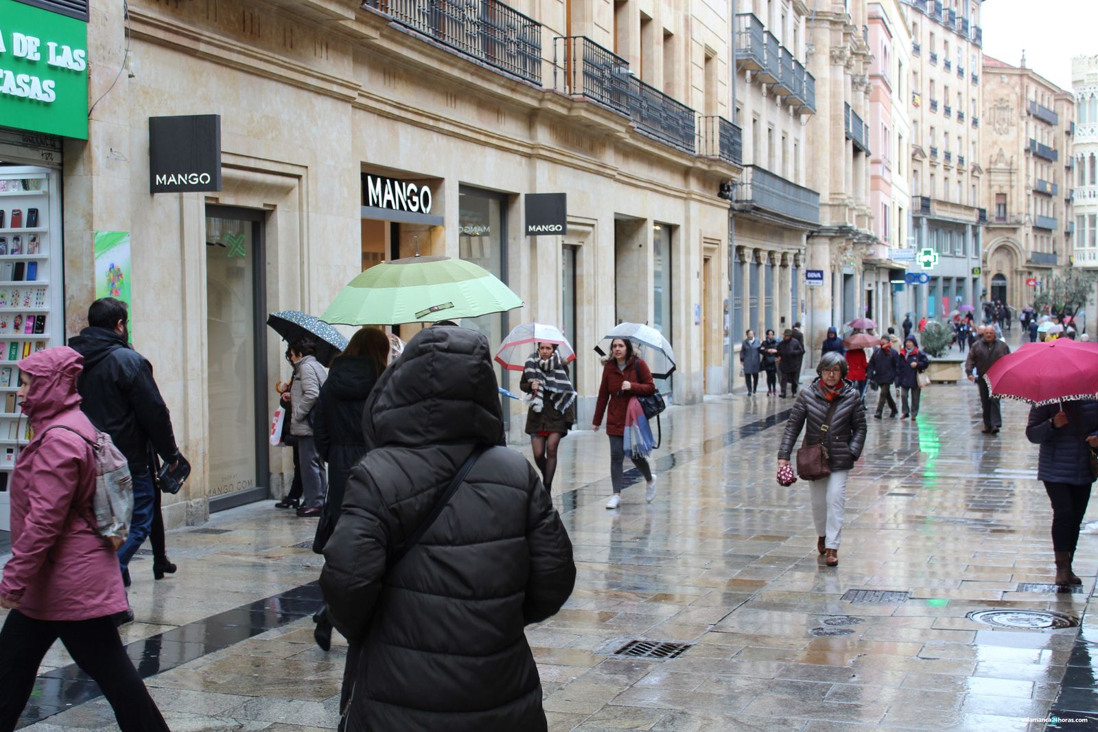 Calle toro lluvia gente