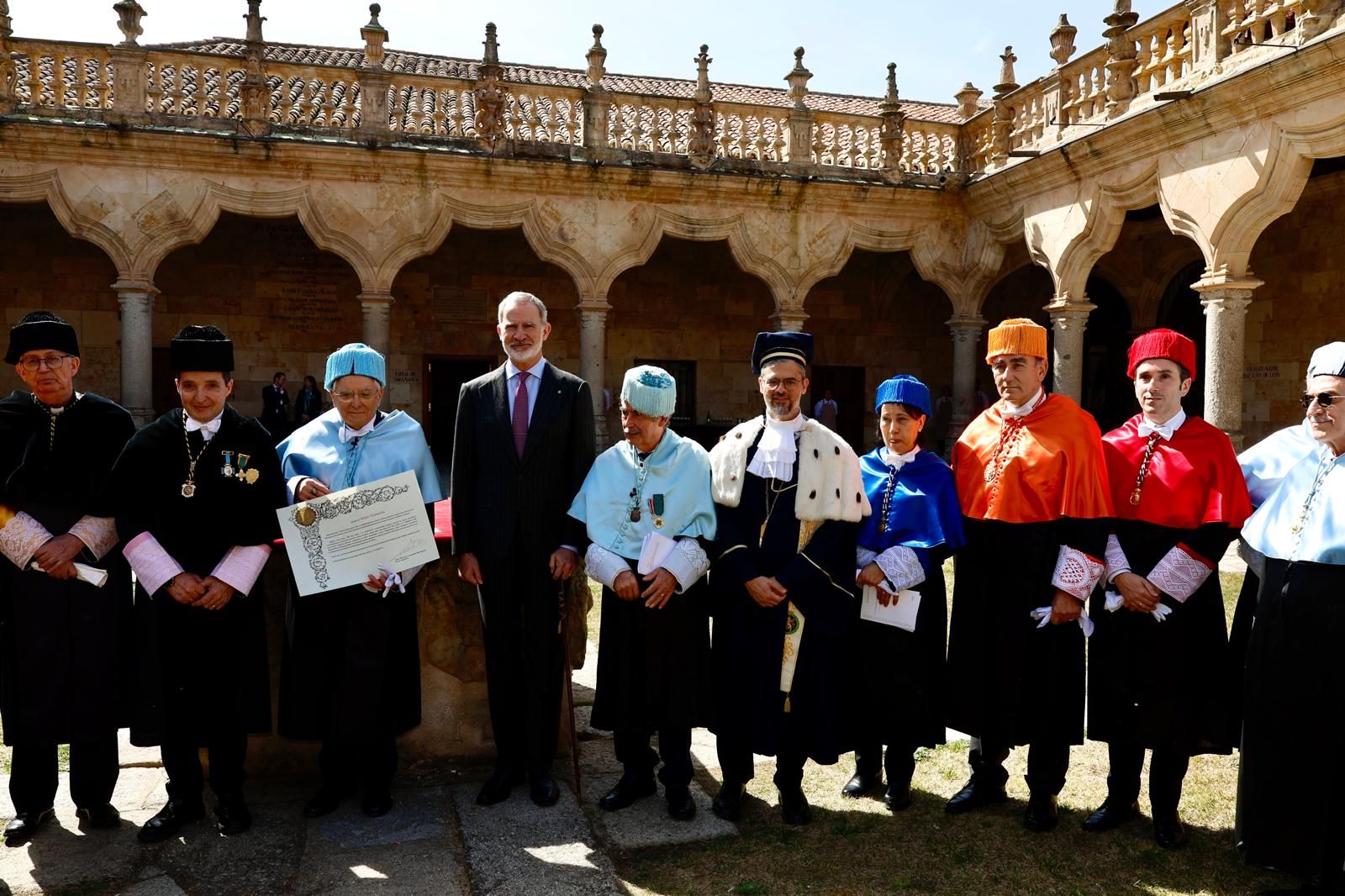 Su Majestad el Rey Felipe VI ha presidido este jueves, acompañado por el rector de la Universidad de Salamanca, Juan Manuel Corchado, y el presidente del Consejo Social de la USAL y presidente de Iberdrola, Ignacio Galán,  el Honoris Causa
