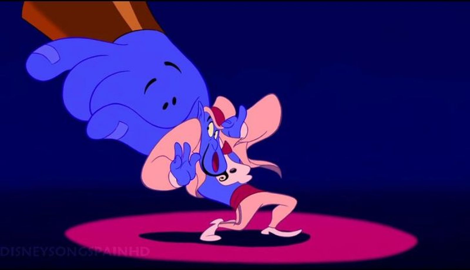 Referencia a Johnny, el muñeco del Sr. Wences en la película Aladdin