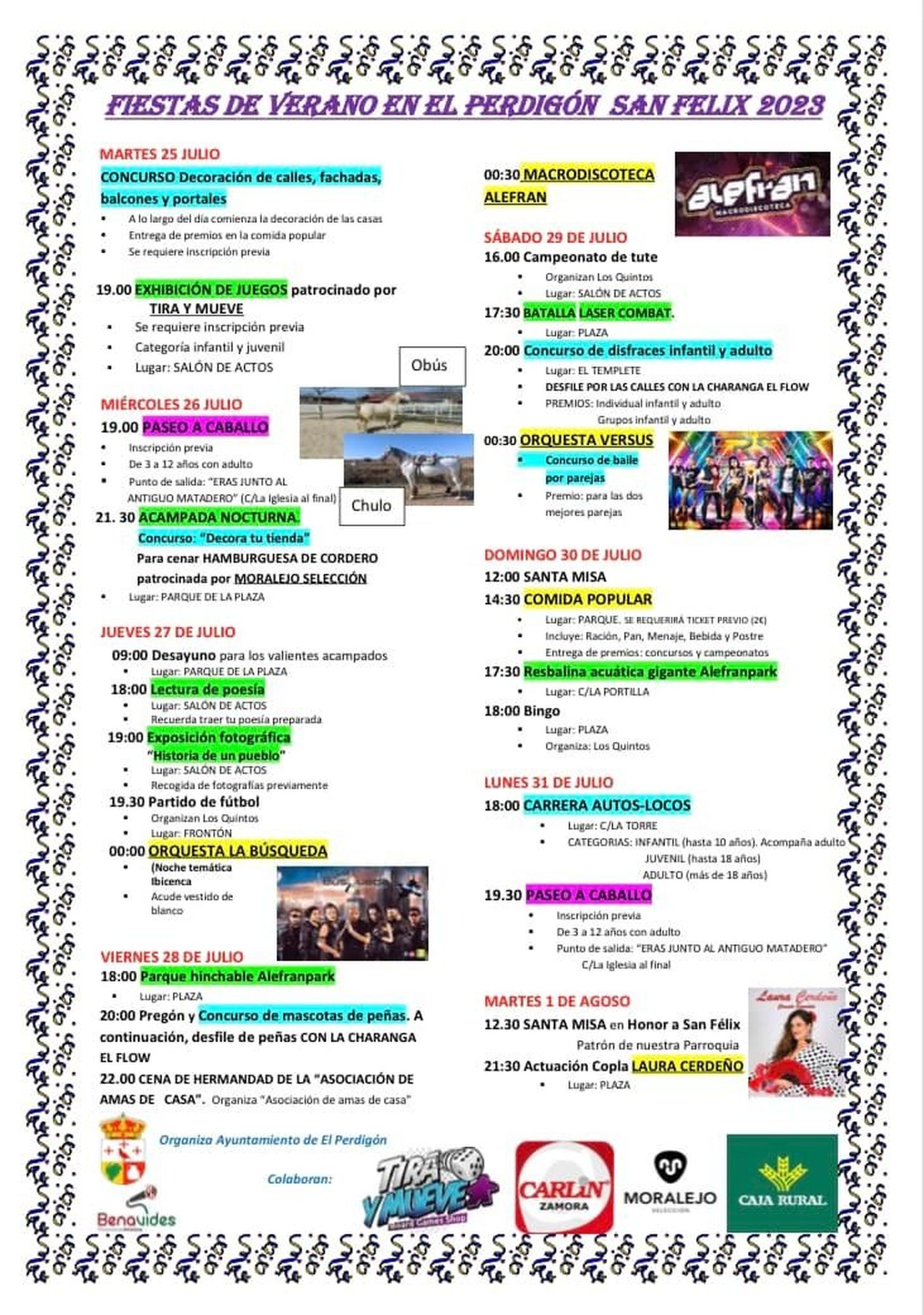 Programa de fiestas de El Perdigón