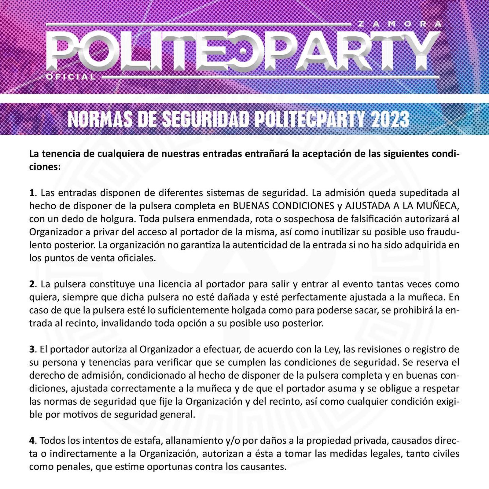 Normas de la fiesta de la Politécnica 2