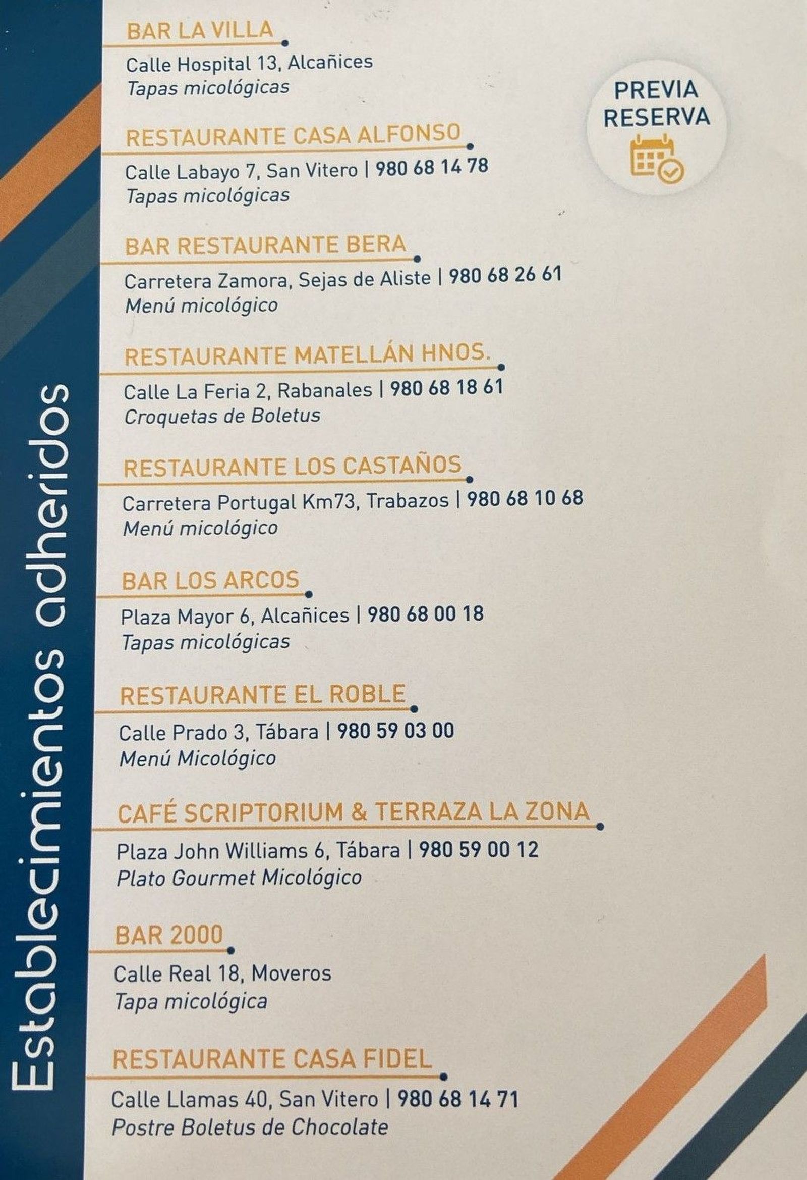 Establecimientos adheridos