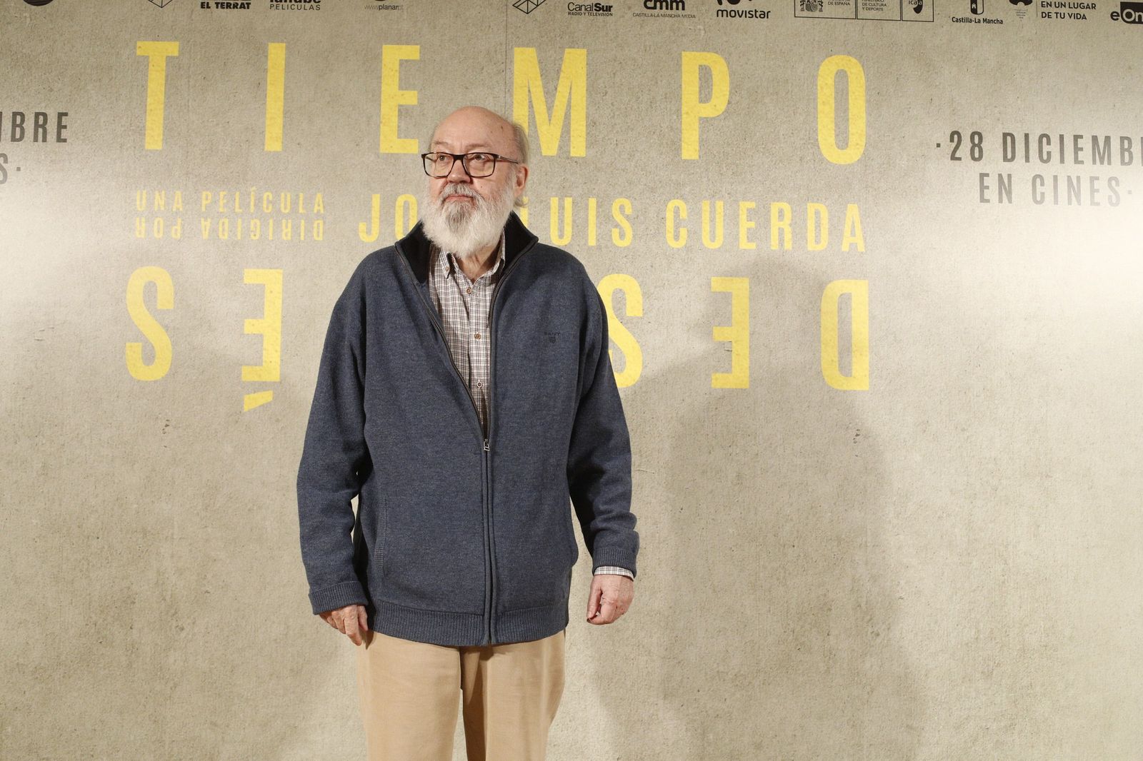 El director José Luis Cuerda durante la presentación de la película "Tiempo después" en Madrid.