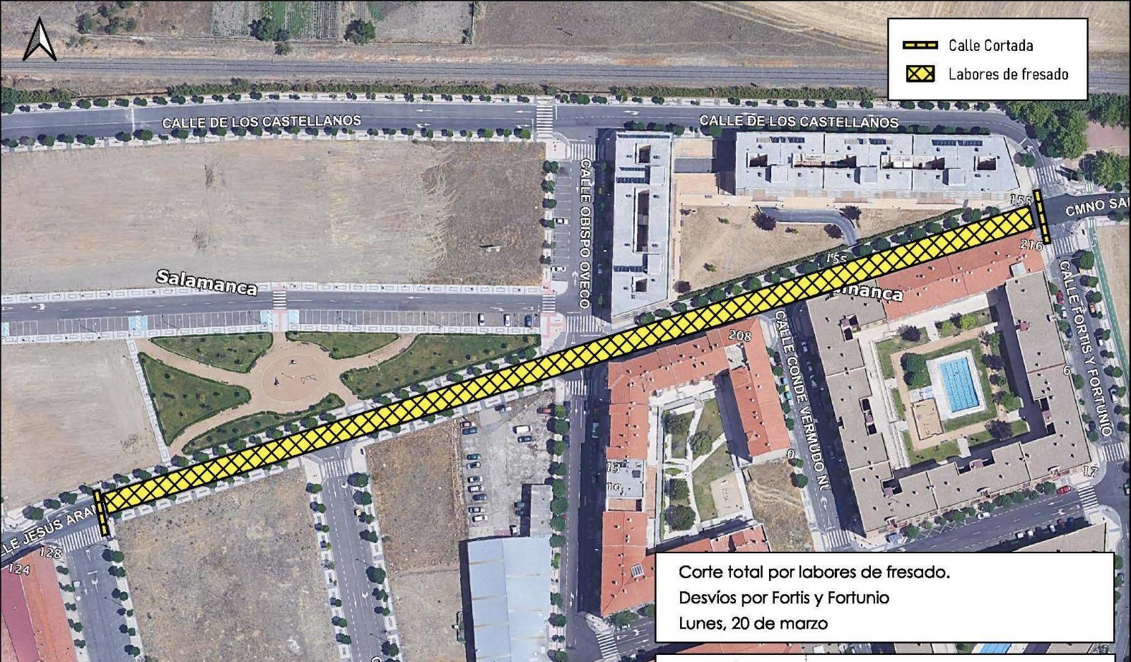 Cortada la calle Jesús Arambarri, en Puente Ladrillo