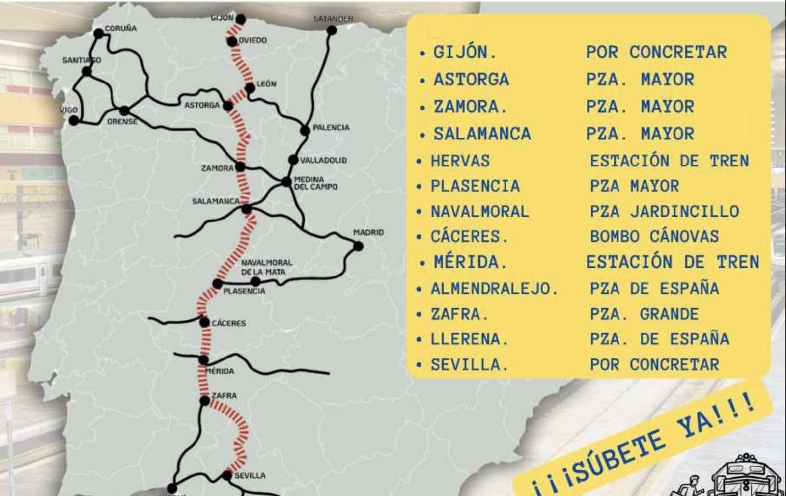 Concentración de las plataformas por el tren Ruta de la Plata