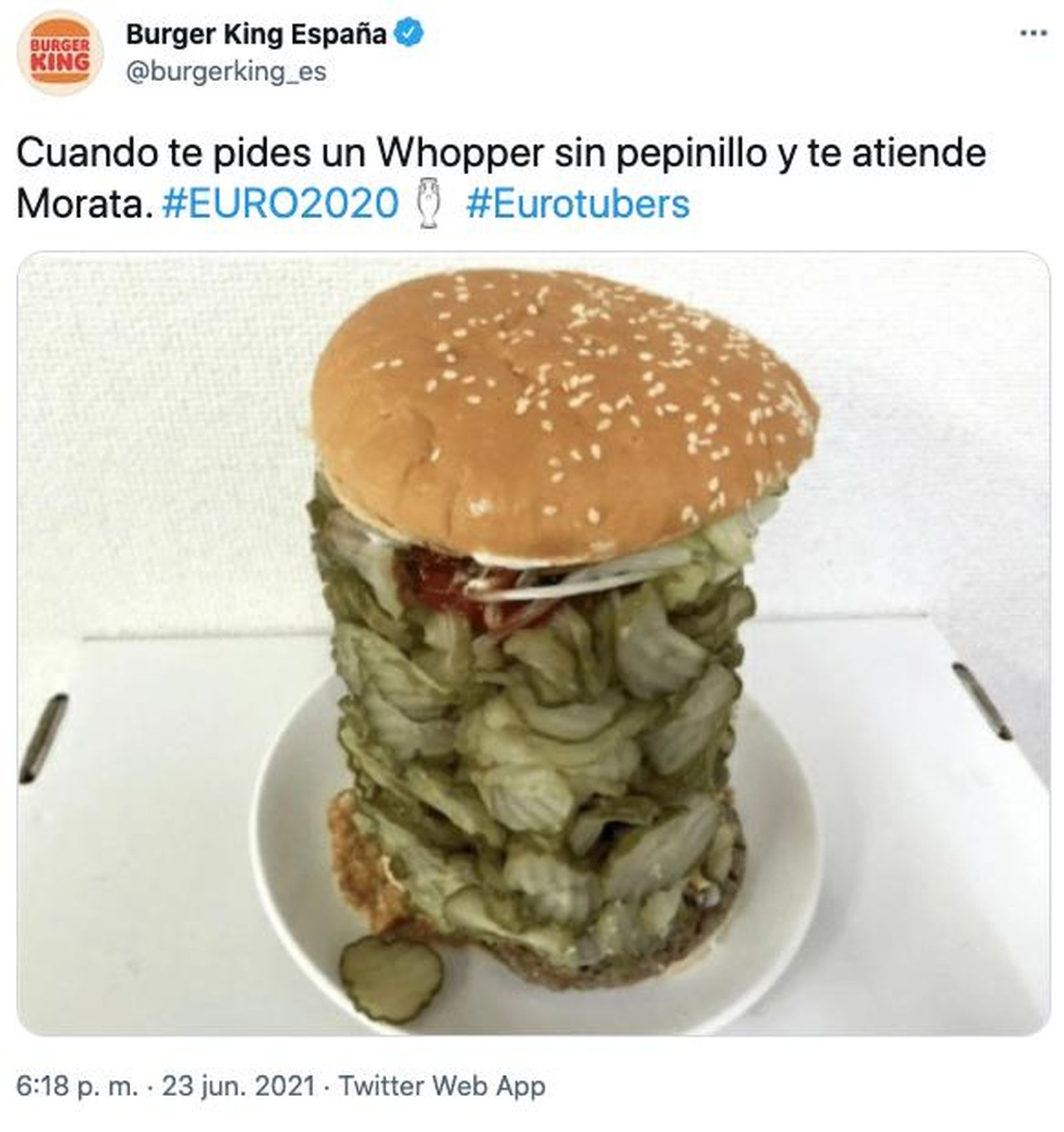 Captura del tuit de Burger King en España.
