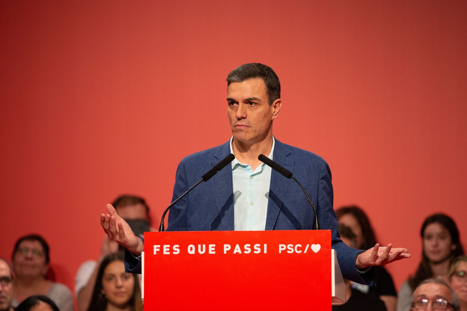 Mitin del PSC en Badalona con Pedro Sánchez, Meritxell Batet, Miquel Iceta y A. Pastor