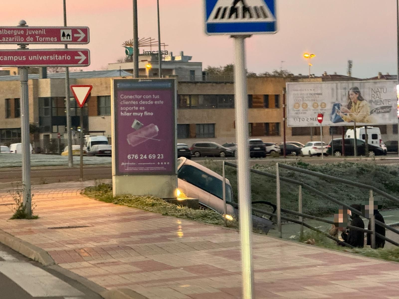 Accidente en la glorieta de la Charrería en Salamanca