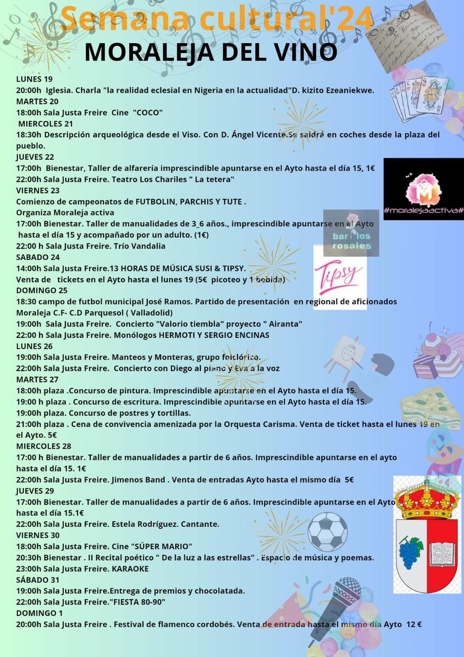 Programa de actividades de la semana cultural de Moraleja del Vino.